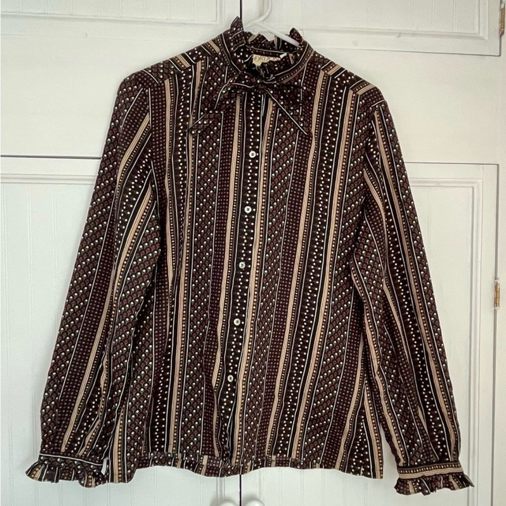 Vintage Brown Pattern Talbots Blouse